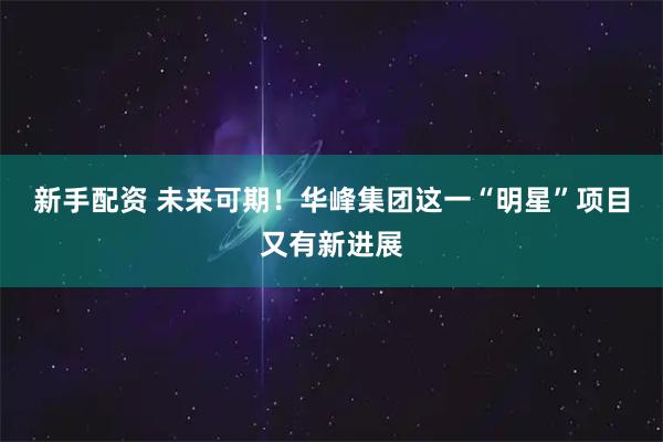 新手配资 未来可期！华峰集团这一“明星”项目又有新进展