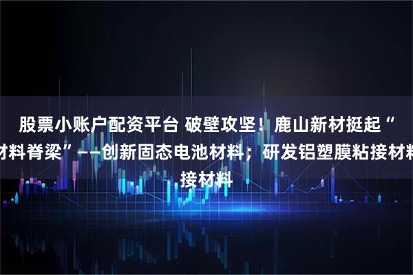 股票小账户配资平台 破壁攻坚！鹿山新材挺起“材料脊梁”——创新固态电池材料；研发铝塑膜粘接材料